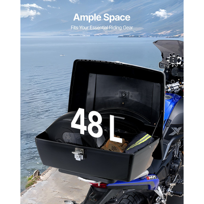 VEVOR 48L Top Case Μοτοσικλέτας Universal Ουρά μοτοσικλέτας με Ανακλαστικό Πάνελ