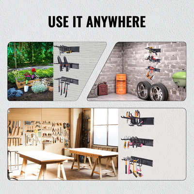 Οργανωτής εργαλείων γκαράζ, μέγιστη χωρητικότητα φορτίων 800, οργάνωση ραφιών αποθήκευσης κήπων κήπων τοίχου Βαρέων καθηκόντων με 6 διευθετήσιμους γάντζους και 3 ράγες, για εργαλεία κήπου, φτυάρια, Trimmer, και σωλήνες