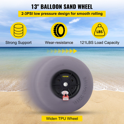 VEVOR Beach Balloon Wheels, ανταλλακτικά λάστιχα άμμου 13&quot;, TPU Cart ελαστικά για Kayak Dolly, Canoe Cart και Buggy με δωρεάν αντλία αέρα, 2-συσκευασία