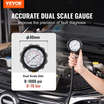 Ελεγκτής συμπίεσης κινητήρα ντίζελ VEVOR, κιτ εργαλείων δοκιμής πίεσης κυλίνδρου 18 τμχ, με μετρητή και προσαρμογείς 0-1000 psi, κύλινδροι ελέγχου ελεγκτή έγχυσης ντίζελ σε φορτηγά ντίζελ, τρακτέρ, εξοπλισμός