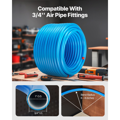 VEVOR Air Compressor Line Kit 3/4'' x 200FT HDPE-Aluminium Air Piping System Blue