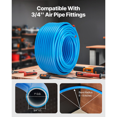 VEVOR Air Compressor Line Kit 3/4'' x 300FT HDPE/Aluminium Air Piping System Blue