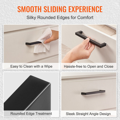 VEVOR 10 Pack Ντουλάπι Ντουλάπα, 3 ιντσών / 76 χιλιοστά Κέντρο στο κέντρο Λεπτό τετράγωνο συρτάρι ντουλαπιών κουζίνας, ανοξείδωτα μοντέρνα χερούλια πόρτας ντουλαπιών κουζίνας για μπάρα μπάνιου κουζίνας Εξοπλισμός Μαύρο ματ