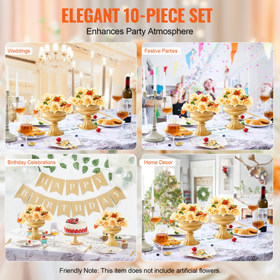 VEVOR 10PCS 16cm/6,3” Βάζο Γάμου Λουλούδι Μεταλλικό Χρυσό Floral Stand για Τραπέζι
