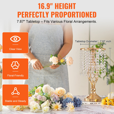 VEVOR 20PCS 43cm/16,9” Ψηλό Κρυστάλλινο Βάζο Γάμου για Διακόσμηση Πάρτυ