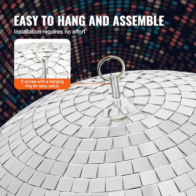 VEVOR Mirror Disco Ball 12 ιντσών Silver Party Disco Ball με κρεμαστό δαχτυλίδι