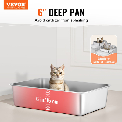 VEVOR 6 σε Deep Litter Box Κουτί απορριμάτων χωρίς οσμή με σανίδα ποδιών φιλτραρίσματος