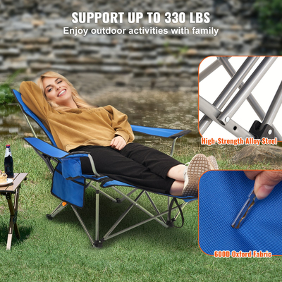 VEVOR Ανακλινόμενη καρέκλα κάμπινγκ Φορητή καρέκλα 330 λίβρες Φόρτωση για εξωτερικούς χώρους &amp; σπίτι