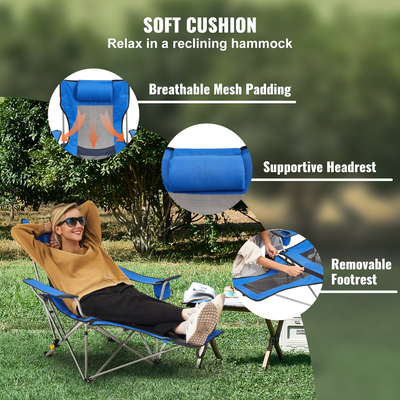 VEVOR Ανακλινόμενη καρέκλα κάμπινγκ Φορητή καρέκλα 330 λίβρες Φόρτωση για εξωτερικούς χώρους &amp; σπίτι