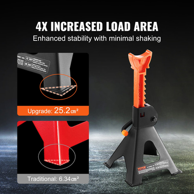 Βάσεις VEVOR Jack Stand, 3 Ton (6.000 lbs) Βάσεις βαρούλκου αυτοκινήτου χωρητικότητας, 10,8-16,3 ιντσών, ρυθμιζόμενο ύψος, για ανύψωση SUV, Pickup Truck, Αυτοκινήτου και UTV/ATV, Κόκκινο, 1 ζεύγος