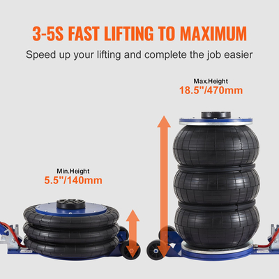 Βαλβίδα αέρα 5 τόνου/11000 τριπλό σακουλάκι αέρα, Βαλβίδα αερόσακου με έξι χαλύβδινους σωλήνες, Ανελκυστήρας έως 18,5 ίντσα/470 Γρήγορη ανύψωση πνευματικού βαλβίδα 3-5, με ρυθμιζόμενη λαβή για αυτοκίνητο, γκαράζ, επισκευή