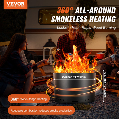 VEVOR Smokeless Fire Pit Stove Bonfire 28 σε Dia Wood Burning Inox