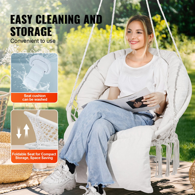 VEVOR αιώρα Swinging Chair Macramé Κρεμαστή καρέκλα με μαξιλάρι εσωτερικού &amp; εξωτερικού χώρου