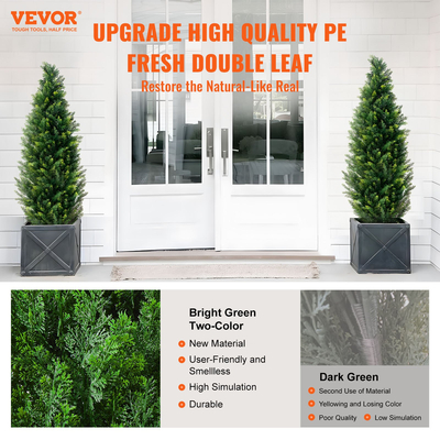 VEVOR 2 Pack 4&#039; Artificial Cedar Topiary Tree Faux Plant UV Decor In/Outdoor