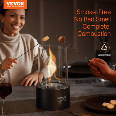 VEVOR Επιτραπέζιο Fire Pit 6 ιντσών Μεταλλικό Τζάκι Εσωτερικό Εξωτερικό με Γυαλί
