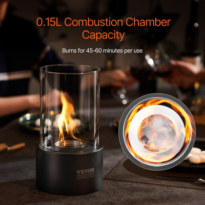 VEVOR Επιτραπέζιο Fire Pit 6 ιντσών Μεταλλικό Τζάκι Εσωτερικό Εξωτερικό με Γυαλί