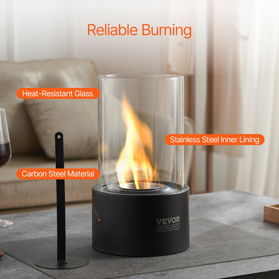 VEVOR Επιτραπέζιο Fire Pit 6 ιντσών Μεταλλικό Τζάκι Εσωτερικό Εξωτερικό με Γυαλί