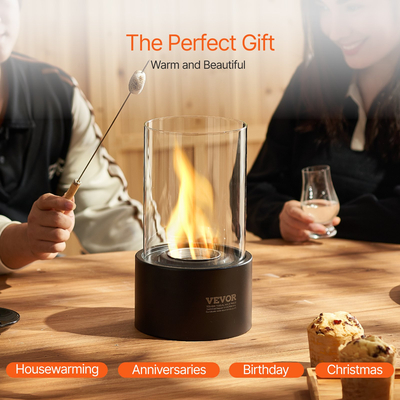 VEVOR Επιτραπέζιο Fire Pit 6 ιντσών Μεταλλικό Τζάκι Εσωτερικό Εξωτερικό με Γυαλί