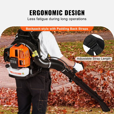 VEVOR Backpack Leaf Blower 62CC 2-Cycle Gas Leaf Blower 1110CFM Volume Air