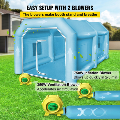 VEVOR Φουσκωτό Σκηνή Βαφής Giant Workstation Spray Paint Booth Custom 4 x 2,5 x 2,2 m