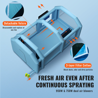 Φουσκωτός θάλαμος ψεκασμού VEVOR Σκηνή βαφής αυτοκινήτου 33x20x13ft Σύστημα φίλτρου 2 φυσητήρες