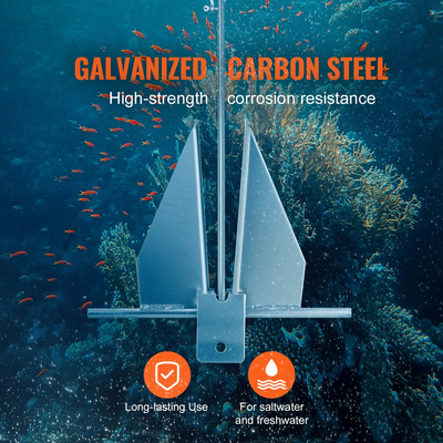 VEVOR Fluke Style Anchor Kit, 13 LBS Άγκυρα γαλβανισμένου θερμού χάλυβα Fluke με αλυσίδα 7,9&#039;, σχοινί 101&#039; και δύο δεσμά 0,4 ιντσών, άγκυρα θαλάσσιου σκάφους για μικρά σκάφη κάτω των 30&#039;, θάλασσες, ποτάμια και ακτές