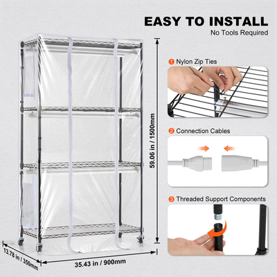 VEVOR Indoor Greenhouse with Grow Light 4 Tiers 180W 59,1&quot; Grow Light Shelf