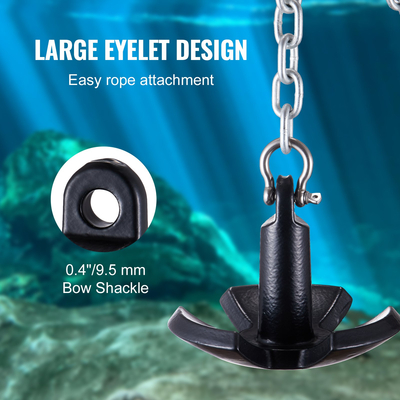 VEVOR River Anchor 12 LBS Boat Anchor Χυτοσίδηρος Μαύρο βινύλιο με αγκύλη
