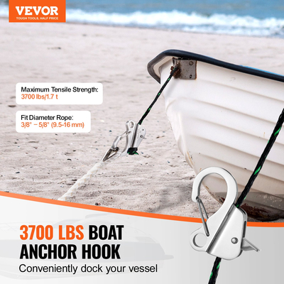 VEVOR Boat Anchor Hook από ανοξείδωτο χάλυβα σύστημα αγκύρωσης χωρίς κόμπους με γρήγορη απελευθέρωση