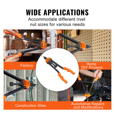 VEVOR Rivet Nut Tool, 16&quot; Rivnut Tool Kit with 13PCS Metric and SAE Mandrels, 186PCS Rivet Nuts, M3, M4, 10-24, M5, M6, 1/4-20, 8-32, 5/16-18, M8 , 3/8-16, M10, M12, 1/2-13, Με θήκη μεταφοράς