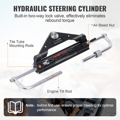 VEVOR Hydraulic Outboard Steering Kit, 150HP, Marine Boat Hydraulic Steering System, με κύλινδρο αμφίδρομης κλειδαριάς αντλίας τιμόνι και υδραυλικό σωλήνα διεύθυνσης 26 ποδιών, για μονοκινητήρια σκάφη ενός σταθμού