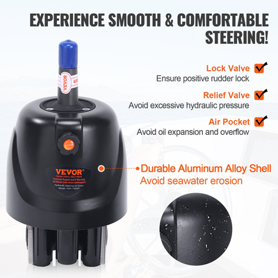 VEVOR Hydraulic Outboard Steering Kit, 150HP, Marine Boat Hydraulic Steering System, με κύλινδρο αμφίδρομης κλειδαριάς αντλίας τιμόνι και υδραυλικό σωλήνα διεύθυνσης 24 ποδιών, για μονοκινητήρια σκάφη μονού σταθμού