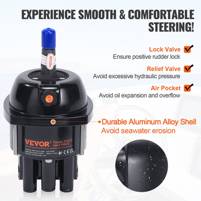 VEVOR Hydraulic Outboard Steering Kit, 90HP, Marine Boat Hydraulic Steering System, με κύλινδρο αμφίδρομης κλειδαριάς αντλίας τιμόνι και υδραυλικό σωλήνα διεύθυνσης 24 ποδιών, για μονοκινητήρια σκάφη ενός σταθμού