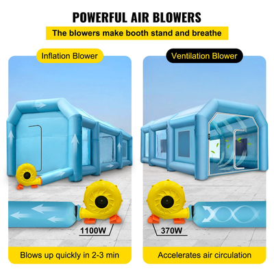 Σκηνή βαφής αυτοκινήτου VEVOR φουσκωτός θάλαμος ψεκασμού 29,5x19,7x13FT με φίλτρο &amp; 2 φυσητήρες