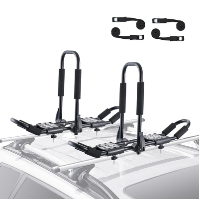 VEVOR Kayak Roof Rack 1 Pair J-Bar, Soft Roof Rack, Top Mount Tie Down, Carrier for kayak, Surf Board, Canoe, SUP, Ski Board, Mount on Car, SUV, Truck, 2 Kayak