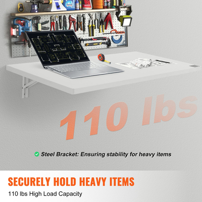 VEVOR Επιτοίχιο Επιπλωτό Πτυσσόμενο Επιτραπέζιο Γραφείο Φορητού υπολογιστή σπιτιού 39,37x19,69 in