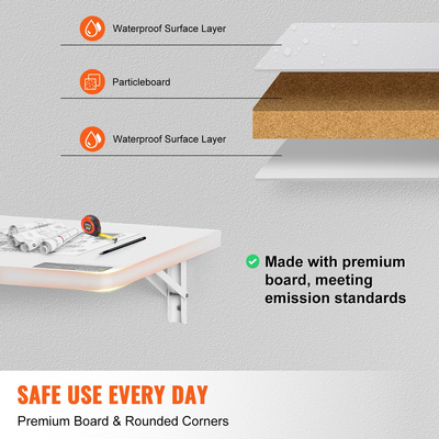 VEVOR Επιτοίχιο Επιπλωτό Πτυσσόμενο Επιτραπέζιο Γραφείο Φορητού υπολογιστή σπιτιού 39,37x19,69 in