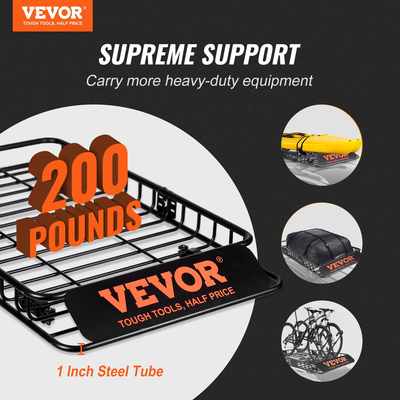 VEVOR Roof Rack Cargo Basket, 64&quot; x 39&quot; x 6&quot; Rooftop Cargo Carrier with Extension, Heavy-duty Steel 200 LBS Capacity Universal Roof Rack Basket, Αποσκευές για SUV, φορτηγό