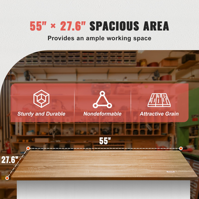 Επιτραπέζιο επιτραπέζιο VEVOR, 55&quot; x 27,6&quot; x 1&quot;, χωρητικότητα 220,5 λίβρες, Universal One Piece Particle Board Desktop για ρυθμιζόμενο ύψος ηλεκτρικό πλαίσιο γραφείου, ορθογώνιος πάγκος για γραφείο σπιτιού και γραφείου