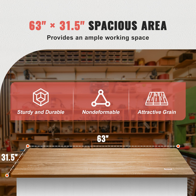 Επιτραπέζιο επιτραπέζιο VEVOR, 63&quot; x 31,5&quot; x 1&quot;, χωρητικότητα 220,5 λίβρες, Universal One Piece Particle Board Desktop για ρυθμιζόμενο ύψος ηλεκτρικό πλαίσιο γραφείου, ορθογώνιος πάγκος για γραφείο σπιτιού και γραφείου