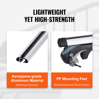 VEVOR Universal Roof Rack Crossbar 53,2&quot; μήκους για όχημα με υπερυψωμένη πλαϊνή ράγα