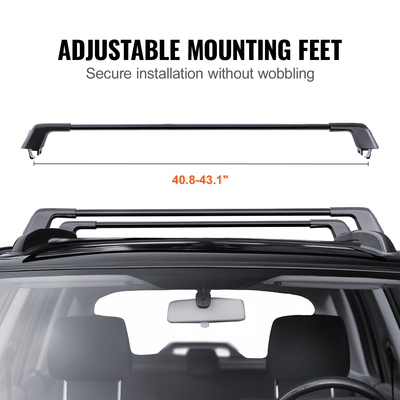 VEVOR Universal Roof Rack Crossbar Max 53,5&quot; Ταιριάζει σε αυλακωτές πλαϊνές ράγες χωρίς διάκενο
