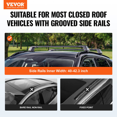 VEVOR Universal Roof Rack Crossbar Max 47,6&quot; Ταιριάζει σε αυλακωτές πλαϊνές ράγες χωρίς διάκενο