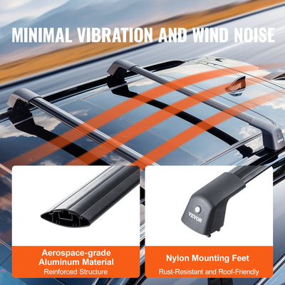 VEVOR Universal Roof Rack Crossbar Max 47,6&quot; Ταιριάζει σε αυλακωτές πλαϊνές ράγες χωρίς διάκενο