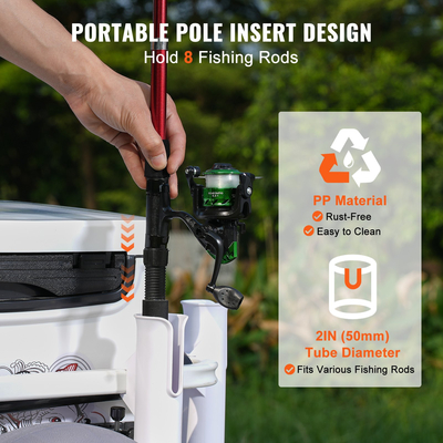 VEVOR Beach Fishing Cart, χωρητικότητα 300 lbs, ψάρι και θαλάσσιο καρότσι με δύο 13&quot; Big Wheels PU Balloon ελαστικά για άμμο, βαρέως τύπου καρότσι αλουμινίου Pier Wagon με 8 καλάμια για ψάρεμα, πικνίκ