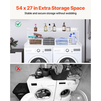 VEVOR Πλυντήριο Στεγνωτήριο Πάγκος με Ράφι 54"x27" Ξύλινο Κάλυμμα Πλυντηρίου Στεγνωτηρίου Λευκό