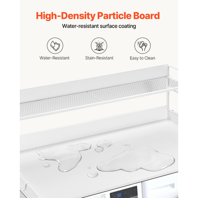 VEVOR Πλυντήριο Στεγνωτήριο Πάγκος με Ράφι 54"x27" Ξύλινο Κάλυμμα Πλυντηρίου Στεγνωτηρίου Λευκό