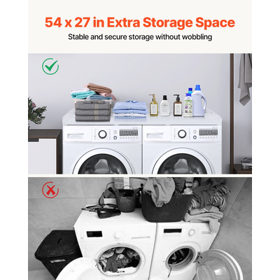 VEVOR Πλυντήριο Στεγνωτήριο Πάγκος 54" x 27" Ξύλινο Πλυντήριο και Στεγνωτήριο Πάνω Λευκό