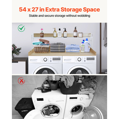 VEVOR Πλυντήριο Στεγνωτήριο Πάγκος με Ράφι 54"x27" Κάλυμμα Ξύλινου Πλυντηρίου Στεγνωτηρίου Δρυς