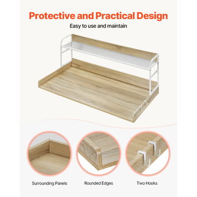 VEVOR Πλυντήριο Στεγνωτήριο Πάγκος με Ράφι 54"x27" Κάλυμμα Ξύλινου Πλυντηρίου Στεγνωτηρίου Δρυς